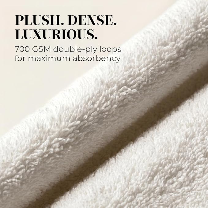 TOWELTIQUE- Organic Cotton Plush Bath Towels Pack of 6 GOTS & Oeko- TEX Certified | Premium Soft, Absorbent & Quick-Drying Towels for Bathroom, Gym, Spa & Hotel Use – White