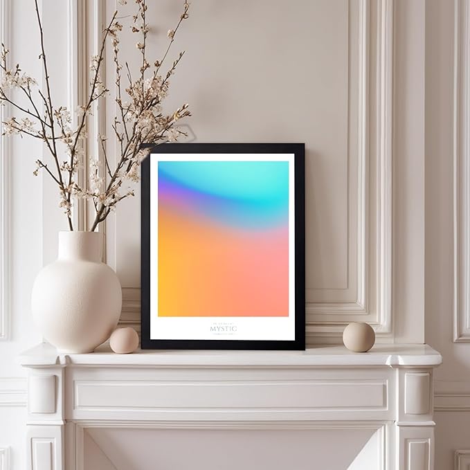Monem Art Mystic Iridescent Gradient Print - Minimalist Abstract Color Field Poster - Wall Decor for Living Room, Bedroom or Office - 12x16 Black Framed Wall Art by Rs Lab Studio