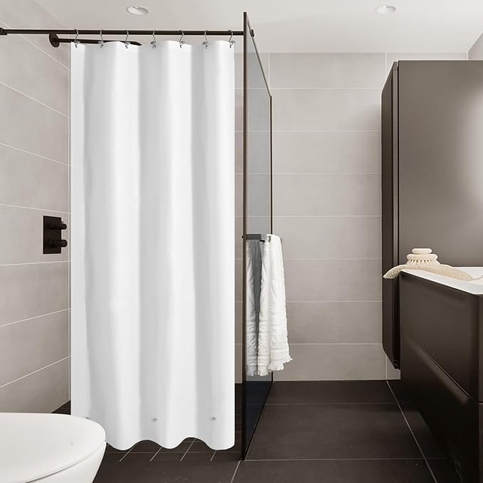 Mrs Awesome Stall Shower Curtain Liner 36x72, PEVA Plastic Shower Liner for Bathroom Lightweight & Waterproof, 36 x 72, White