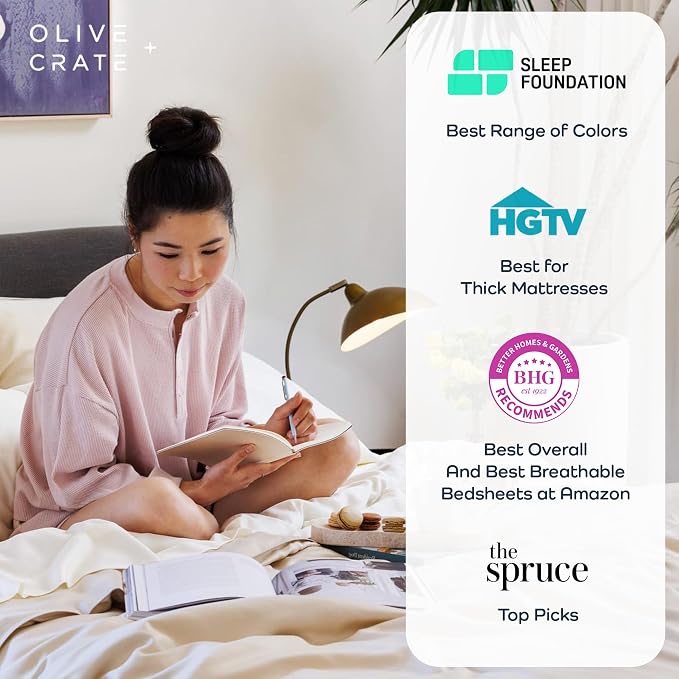 Olive + Crate Eucalyptus Cooling Pillowcases King Size | Certified Tencel Lyocell Fiber | Cool Vegan Silk Static Free for Skin and Hair | Softer Than Cotton and Linen | White