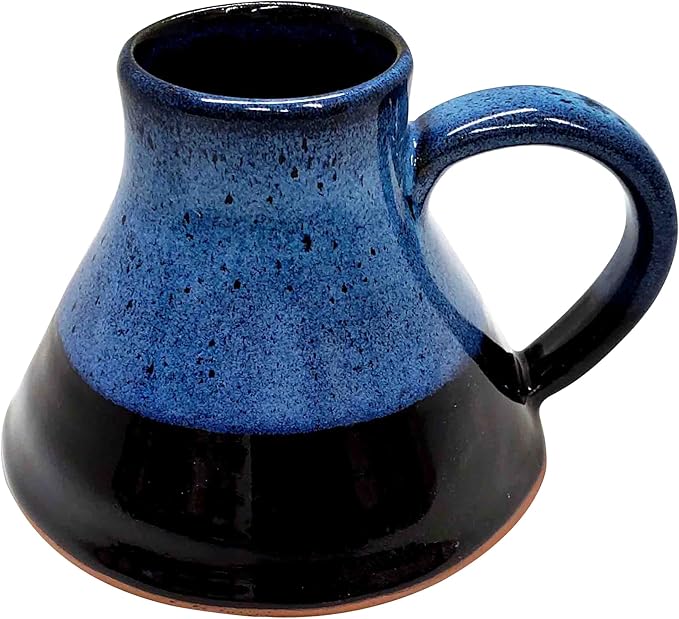 ALWAYS AZUL POTTERY Wide Bottom Travel Mug in Garcia Blue Glaze - Handmade Ceramic Mug, Microwave Safe, Polished Pottery for Coffee, Tea & Hot Drinks, Unique, Stylish, Durable Ceramic Coffee Cup