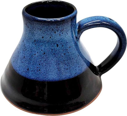 ALWAYS AZUL POTTERY Wide Bottom Travel Mug in Garcia Blue Glaze - Handmade Ceramic Mug, Microwave Safe, Polished Pottery for Coffee, Tea & Hot Drinks, Unique, Stylish, Durable Ceramic Coffee Cup