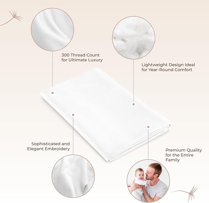 Certified Organic California King Flat Sheet Only - 100% Organic Cotton Top Sheet with Luxurious Soft and Breathable 300 Thread Count Sateen Weave Finish - GOTS & Fairtrade Certified (White, Cal King)