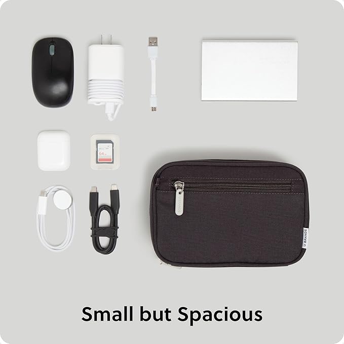 U Brands Canvas Tech Organizer Pouch 9 Compartments, 7.8 x 5 Inch Cable Organizer Bag for Travel, Cord Organizer for Cables, Earbuds, Flash Drives and Accessories – Slate