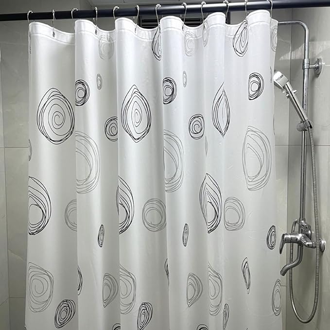 Plastic Shower Liner - Premium EVA 6G Thickened Shower Curtain Liner with Rustproof Grommets and 3 Weighted Magnets, Waterproof Shower Curtain for Bathroom(Black Circle)