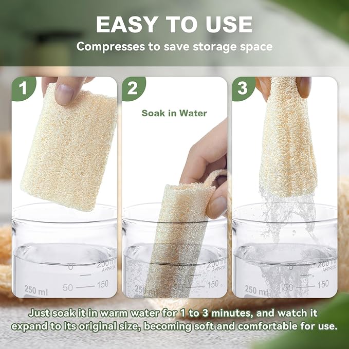 Natural Loofah Sponge Exfoliating Body Scrubber,4"Organic Egyptian Loofah for Men Women,Reusable Bath Sponge for Shower Face, Back & Body,Eco-Friendly Bath Loofah for Deep Cleansing &Smooth Skin 4Pcs