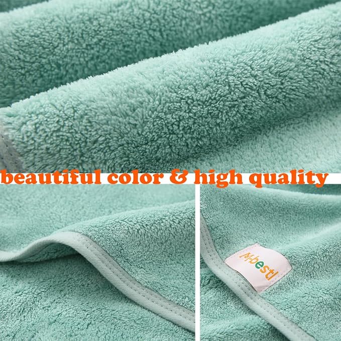 M-bestl 2 Pack Microfiber Hair Towel Wrap,Hair Drying Towel with Button, Hair Towel Turban,Head Towel to Dry Hair Quickly (Green&Green)