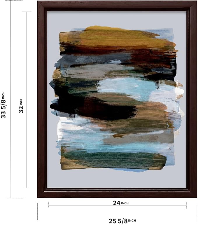 Monem Art Abstract Earth Tone Brushstroke Print - Modern Painterly Art Poster - Wall Decor for Living Room, Bedroom or Office - 24x32 Brown Framed CANVAS Wall Art by Mareike Bohmer