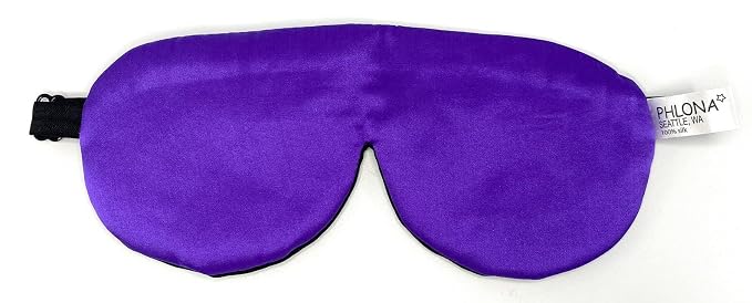 Silk Sleep Mask, 100% Real Mulberry Silk Satin Eye Mask, Soft Eye Cover, Silk Blindfold, Organic Eyeshade with Natural Hand Dyed Silk (Purple, Large)