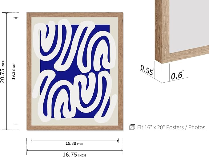 Monem Art Organic Shape Pattern Print - Modern Minimalist Abstract Poster - Wall Decor for Living Room, Bedroom or Office - 16x20 Beige Framed Wall Art by Rs Lab Studio