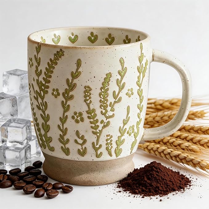 18 oz Coffee Mug Gift for Women Mom Her - Rustic Handmade Coffee Cup, Microwave & Dishwasher Safe Large Mug for Latte, Cocoa, Tea, Milk, Milkshake - Home Office Essential