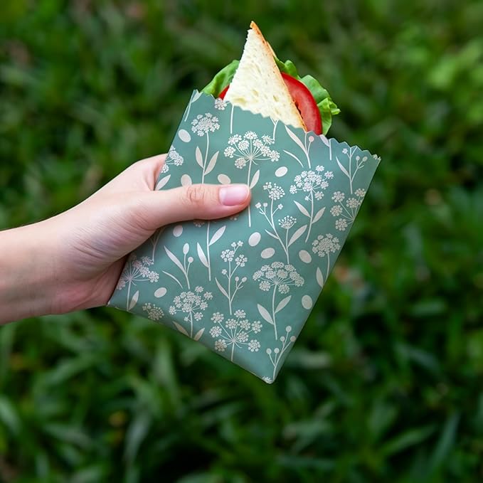 Reusable Beeswax Wraps, 9 Pack Eco-Friendly Food Storage, Organic Cotton, Sustainable, Zero Waste, Plastic-Free, Sandwich, Snack, Bowl Covers, 1XL, 3M, 5S, Botanical Leaves & Flowers