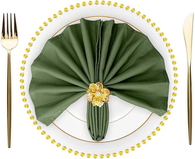 SuperO Set of 120 Cloth Napkins 17 x 17 Inch, Polyester Solid Washable Dinner Napkins with Hemmed Edges,Great for Restaurant, Wedding and Party(Willow)