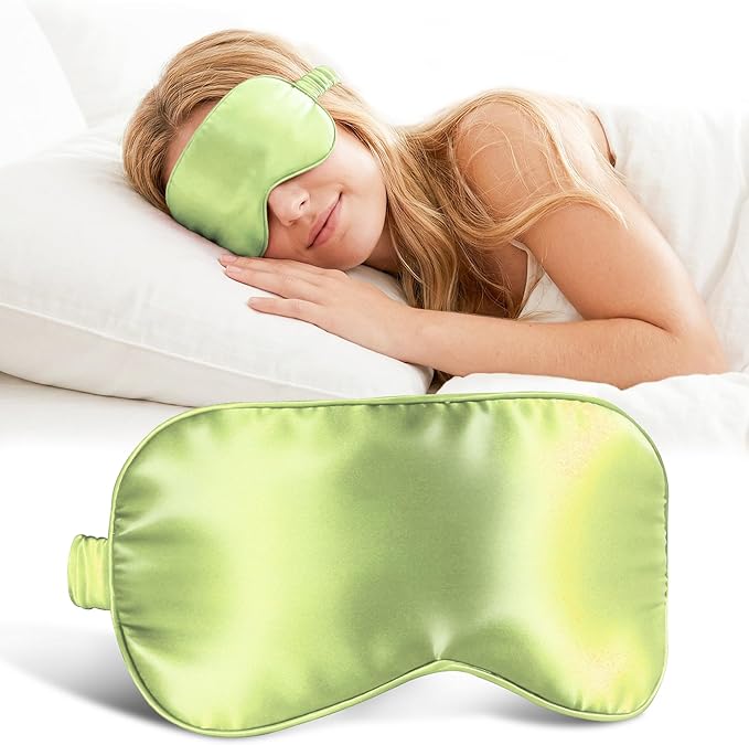 ZLYC 100% Mulberry Silk Sleep Mask Pressure-Free Eye Cover Soft Light Blocking Blindfold for Travel & Nap, Solid Sage Green