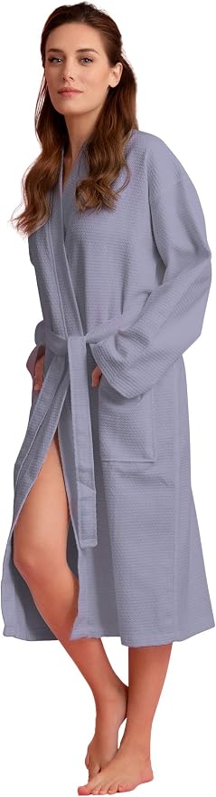 Women's Personalized Luxury Cotton Bathrobe-Customizable Waffle Lightweight Robe-Soft & Absorbent