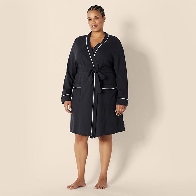Amazon Essentials Women's Lightweight Cotton Waffle Mid-Length Bathrobe (Available in Plus Size)
