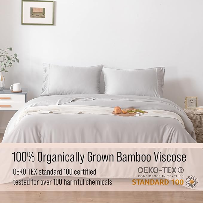 Bella Coterie | Luxury Bamboo Viscose Standard Size Pillowcase Set | 100% Organically Grown | Ultra Soft | Cooling | 2 Pcs [Grey Mist]