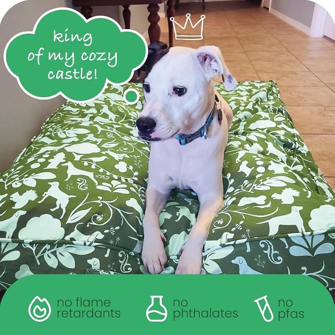 Molly Mutt Small Dog Bed Cover, Amarillo by Morning, Olive Green & Light Blue