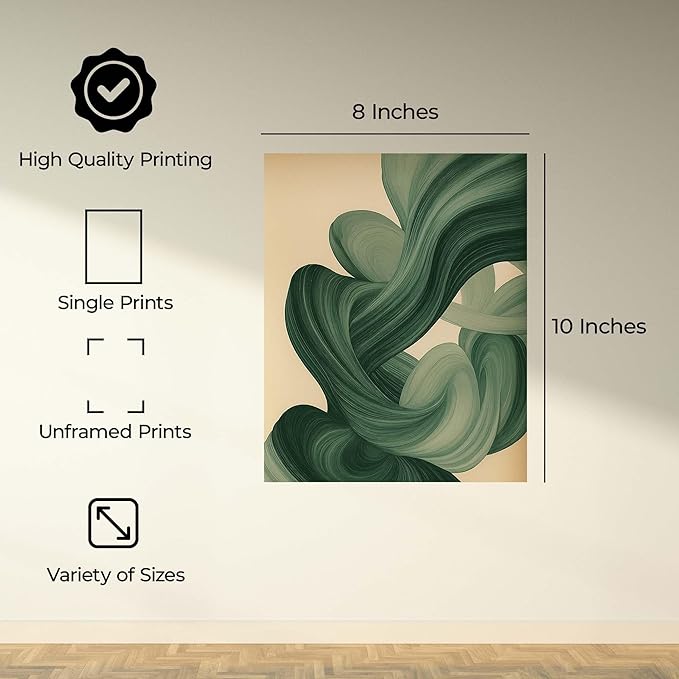 InkFlow Posters Fluid Brushstroke Poster - Modern Graphic Print - Trendy Wall Art for Living Room, Bedroom, Home - Calm Nature Decor - 8x10 Unframed Canvas Print