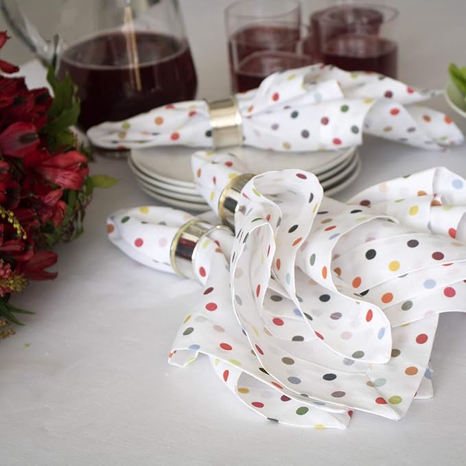 Huddleson Piccadilly Polka Dot Linen Napkin (Set of Four) Italian Luxury Made in US Sewn in US