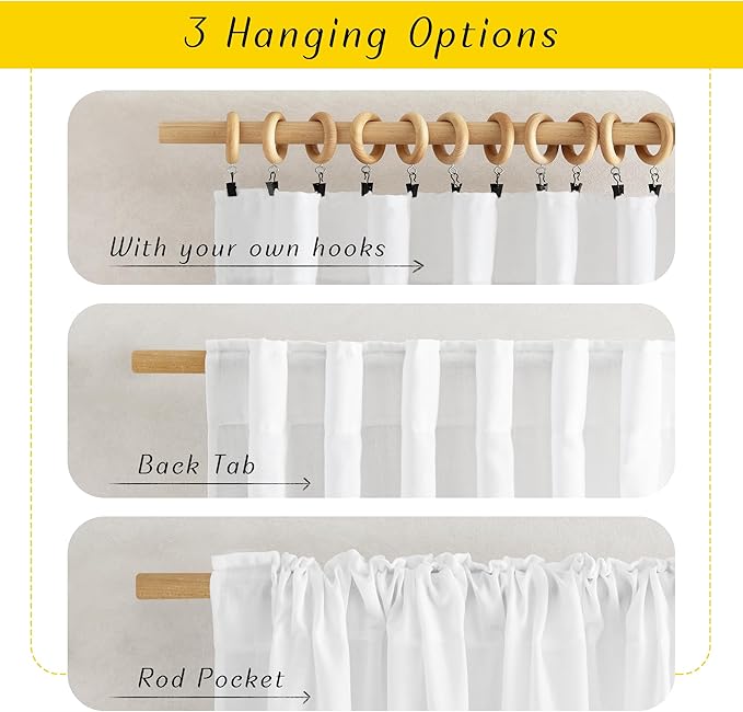 NICETOWN White Linen Curtains for Bedroom, Rod Pocket & Back Tab Thick Flax Window Treatments Privacy Assured with Light Filtering for Kids Room/Living Room, W55 x L84, 2 Pieces