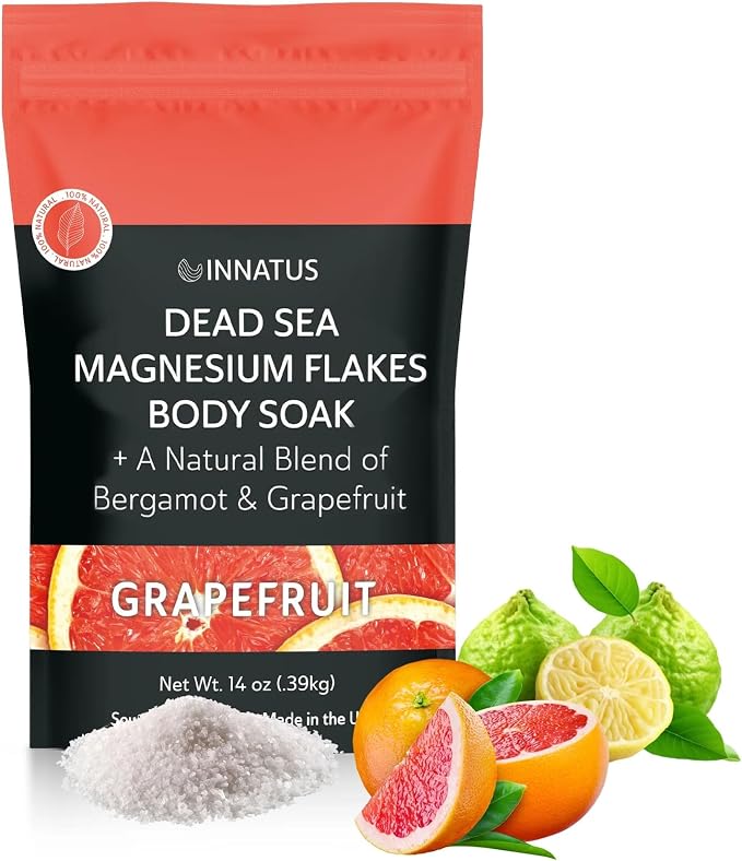 Pure Dead Sea Magnesium Flakes Clarity Soak – Relaxing & Replenishing 14oz Bath Soak – Infused with Infused with Natural Oils for Muscle Recovery (Grapefruit)