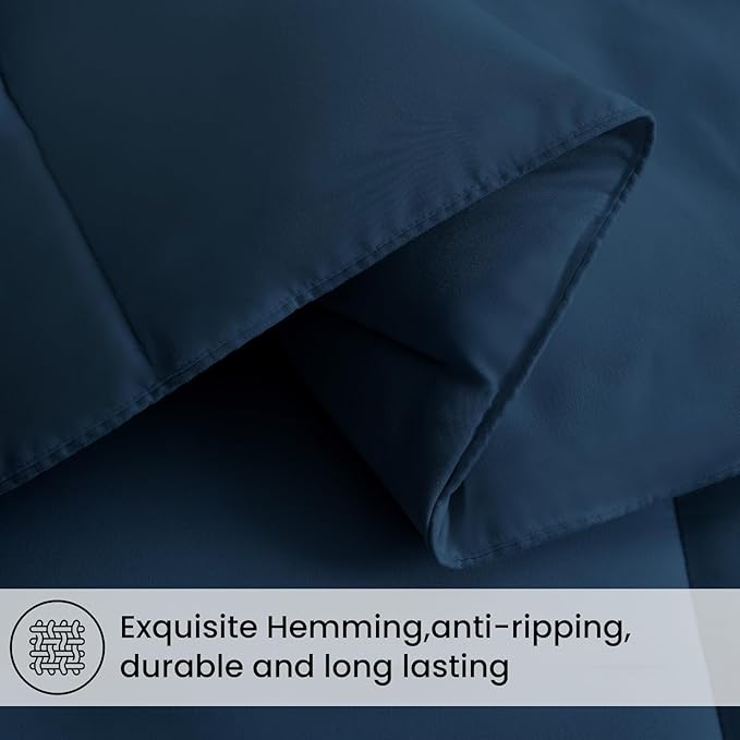 COHOME Full Size Cooling Comforter, All-Season Quilted Down Alternative Duvet Insert, Luxury Hotel Breathable GentleSoft Comforter with Anti-Clump Tech & 8 Tab - Reversible - Navy Blue 82"x86"