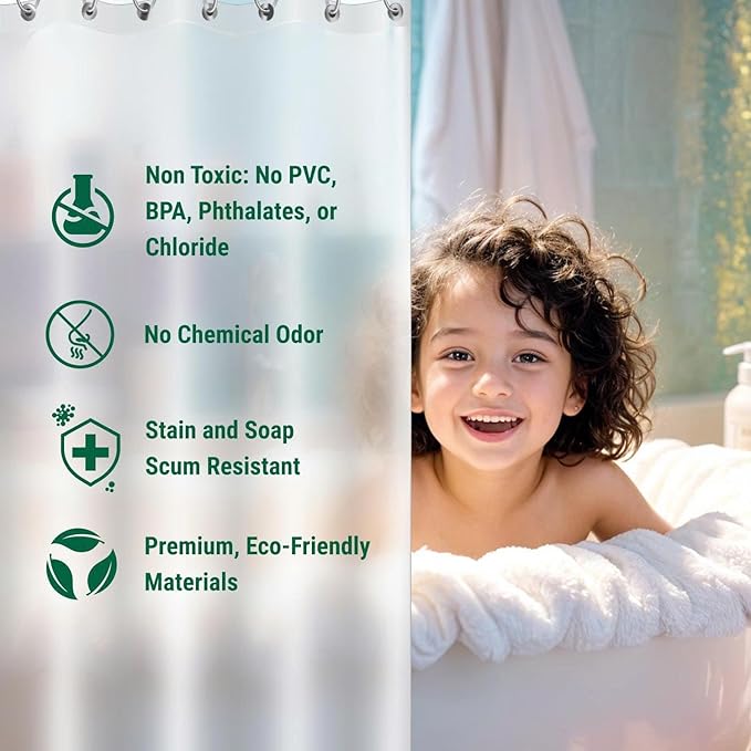 Bowery Home Eco-Friendly Recycled PEVA Shower Curtain Liner – Waterproof, Sustainable, Non-Toxic Shower Curtain Liner, NOT Made in China - 72x72in, 4G – NIV Holy Bible Verses