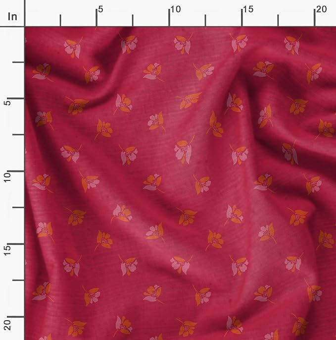 Soimoi Floral Print - Pink, Viscose Rayon Fabric Material - 42 Inch Wide, 1 Yard, Unstitched Material for Dresses, Blouses, Skirts, Sleepwear, Kids Clothing