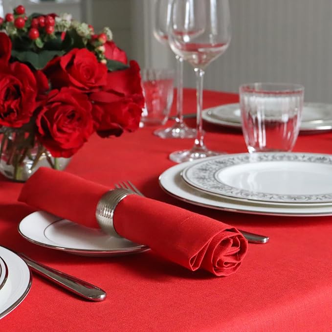 Huddleson True Red Linen Napkin 20x20 (Set of Four) Luxury Italian Linen Napkin Sewn in US