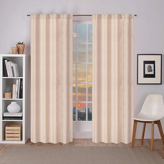 Bedding Craft Flax Linen Curtains 50"x108" Set of 2, Natural Tab Top Drapes for Living Room & Bedroom, 108 Inch Long Farmhouse Window Panels, Soft Light Filtering Rustic Curtain Set for Home Decor