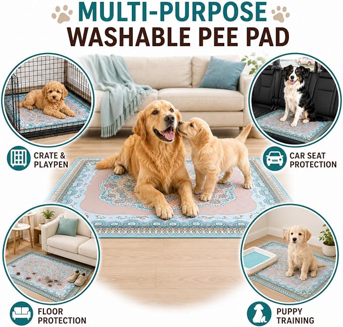 Washable Pee Pads for Dogs, 36"x41" 2 Pack Reusable Puppy Pads Pet Training Pads, Super Absorbent, 100% Waterproof Dog Pee Pads, Whelping, Housebreaking, Incontinence, for Playpen