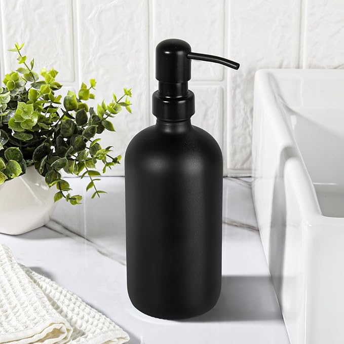 GMISUN Black Soap Dispenser, 1 Pack Matte Black Bathroom Hand Soap Dispensers, 17 Fl Oz Dish Soap Dispenser for Kitchen with Rustproof Stainless Steel Pump, Modern Liquid Dishwashing Dispensers Bottle