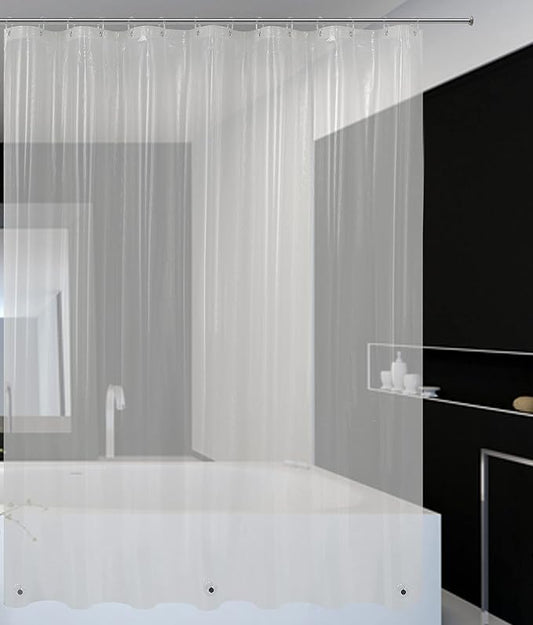 Mrs Awesome 82x74 Wide Shower Curtain Liner with Magnets, Free Hooks Included, Waterproof PEVA, PVC Free, 82 x 74 inches, Clear