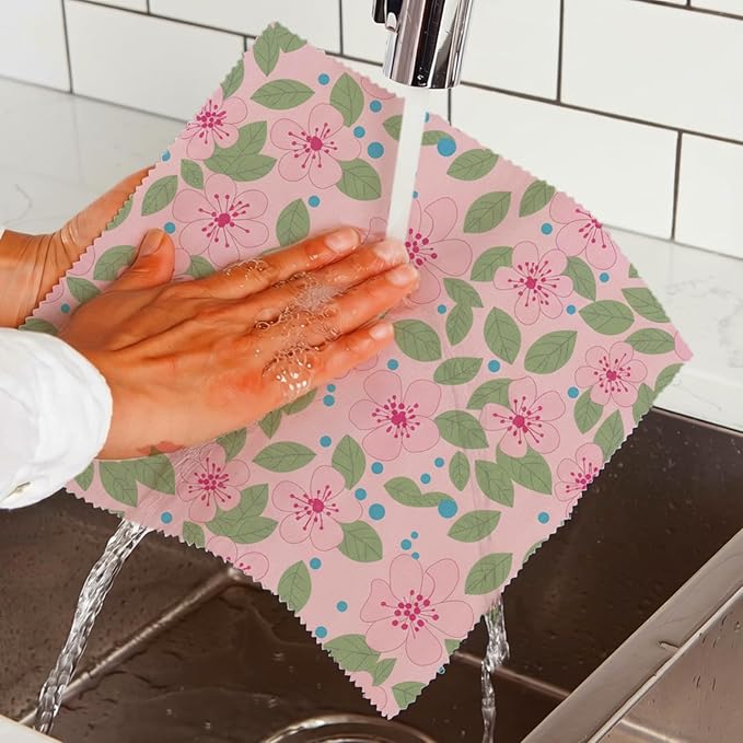 Reusable Beeswax Wraps, 9 Pack, Sandwich Snack Bowl Bread Cover, Organic Sustainable Zero Waste Plastic-Free Food Storage, 1XL 3M 5S, Watercolor Floral Patterns