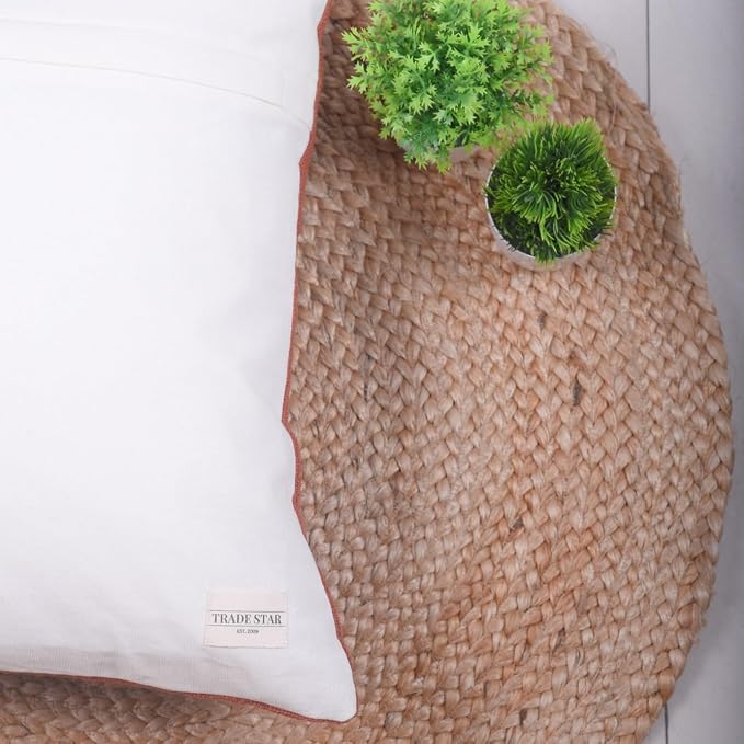 Trade Star Farmhouse Designer Cushion Cover 100% Cotton Pillow Cover for Home Decor Handloomed Pillow Case Throw Cushion Cover Decorative Indian Modern Luxury (Rust MAPPLE 18X18 INCHES)