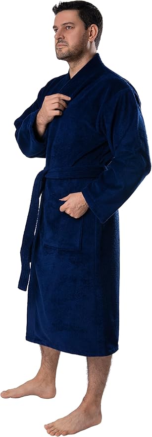 BAGNO MILANO Organic Men Bathrobe, GOTS Certified Organic Turkish Cotton Luxury Kimono Robe, Made in Turkey