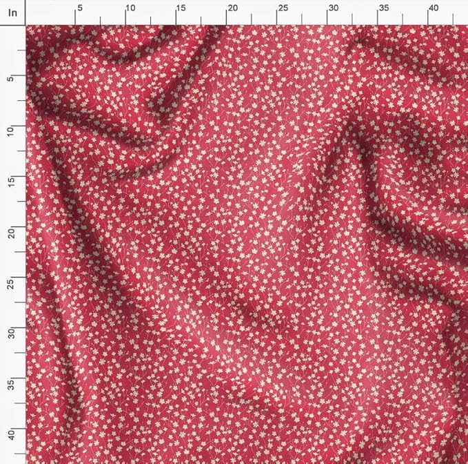 Soimoi Lightweight Cotton Voile Fabric, Red - Floral Print, Unstitched Material - 42 Inch Width, Ideal for Making Summer Dresses, Blouses, Scarves, Lingerie, Sheer Curtains, Garment Linings, 1 Yard