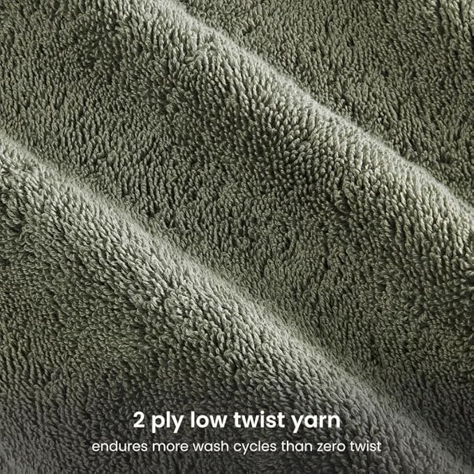 BIOWEAVES 100% Organic Cotton 700 GSM Plush Luxury Bath Towels for Bathroom 30" x 58" GOTS Certified - Sage, Pack of 2