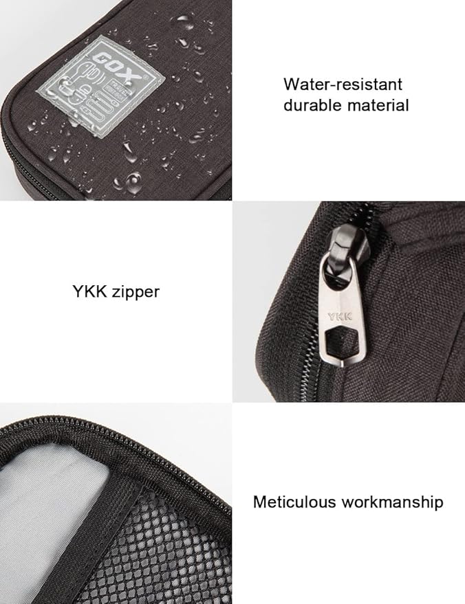 GOX Cable Organizer Pouch – Case for Chargers and Cords, Cord Organizer Travel Black, Small Cable Organizer Bag for Earbuds & Tech Accessories(Black)