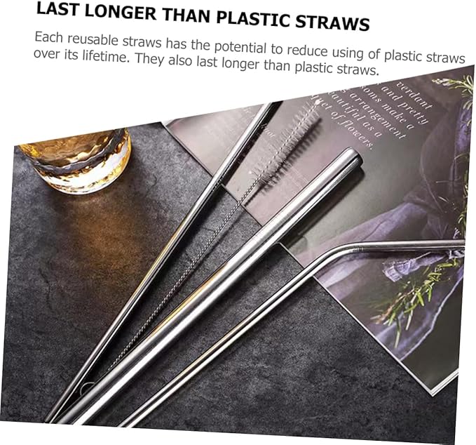 Zerodeko Reusable Stainless Steel Straws Set with Straw Cleaner Brush 24pcs for Tumblers Coffee Tea Party Drinks Sturdy Eco-friendly