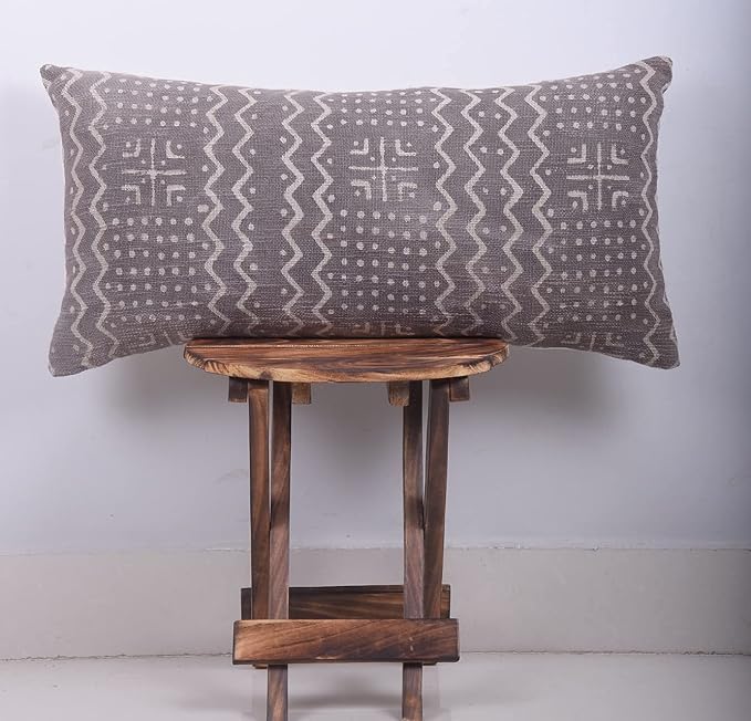 Trade Star Decorative Handloomed Cushion Case 100% Cotton Pillow Cover Lumbar Throw Covers Modern Farmhouse Luxurious Pillow Cover (Grey ALMA 12X24 INCH)