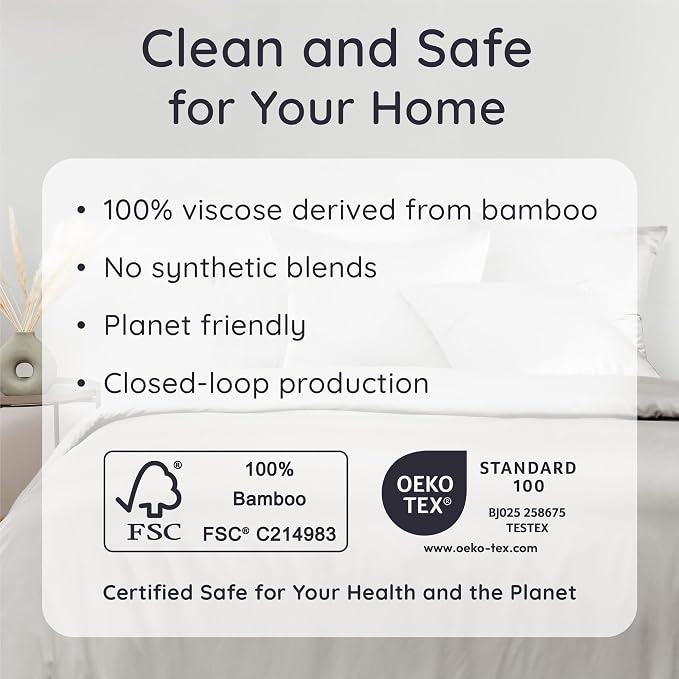 Bambaw 100% Viscose Derived from Bamboo Pillowcase Queen Size – Set of 2 Cooling Pillow Cases for Hair Protection, Envelope Pillow Cases Queen Size, Soft & Anti Acne Pillow Cases (Moonlight Gray)