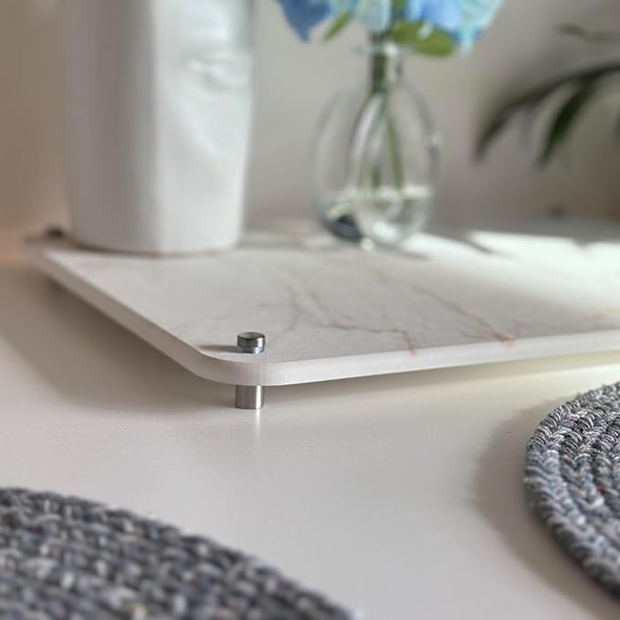 Generic Stone Drying Mat for Kitchen Counter Marble Pattern, 14x18 Inches, Diatomaceous Earth, Medium-Large, White