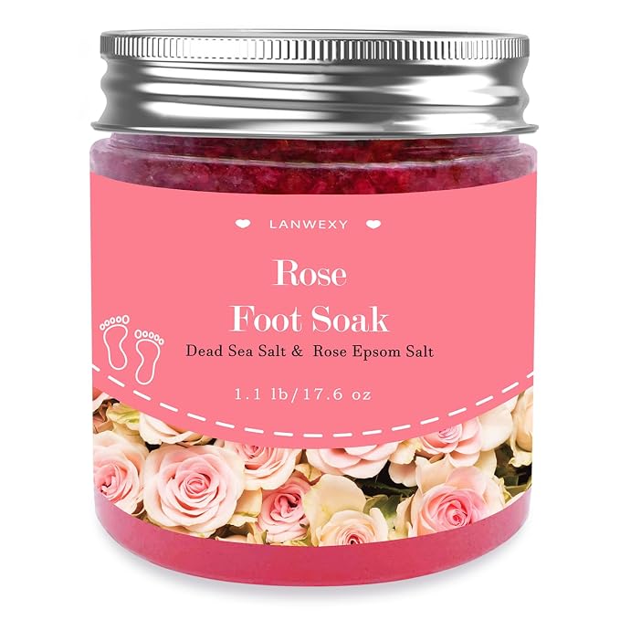 Rose Foot Soak with Epsom Salt and Sea Salt. Organic Natural Handmade Spa Pedicure Care For Foot Callus, Dry Cracked, Tired Feet, Stubborn Foot Odor Scent.(1.1 Lbs）