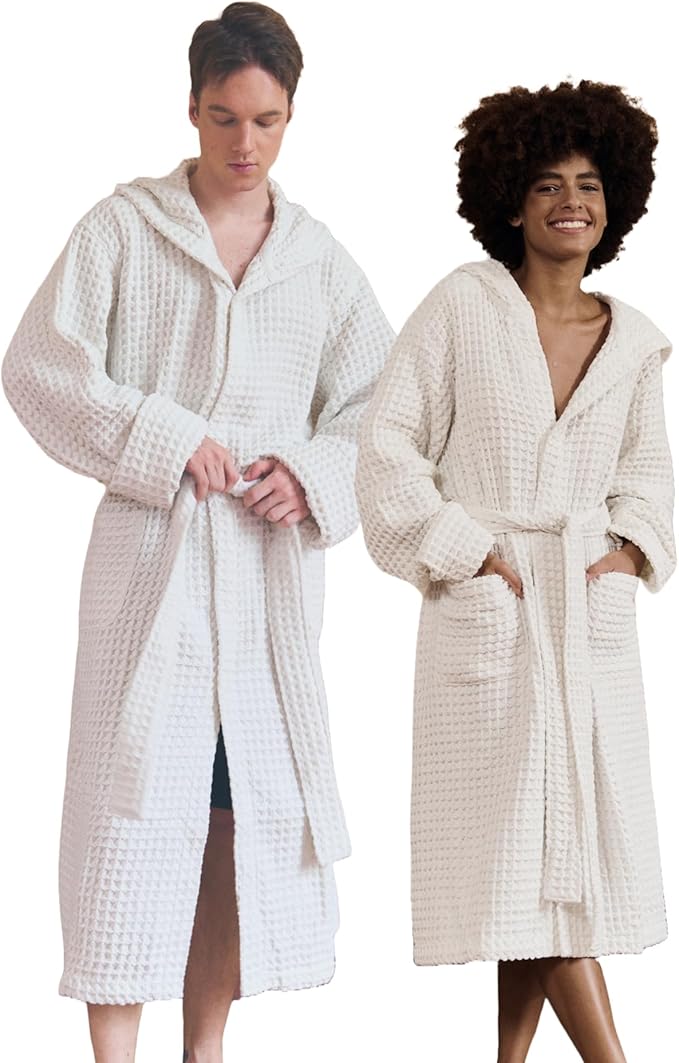Luxury Organic Japanese Cotton Hotel & Spa Waffle Bathrobe for Men and Women (Hooded/Kimono)