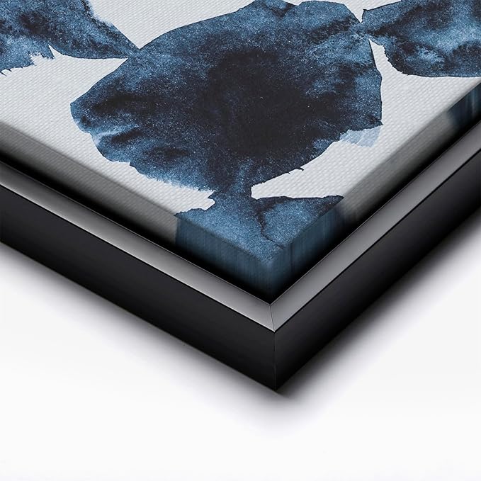 Monem Art Blue Abstract Watercolor Texture Print - Minimalist Modern Art Poster - Wall Decor for Living Room, Bedroom or Office - 16x20 Black Framed CANVAS Wall Art by Mareike Bohmer