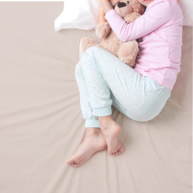 MakeMake Organics Organic Full Fitted Sheet Set GOTS Certified Organic Cotton Fitted Sheet with 2 Pillowcase Ultra Soft Non Toxic Breathable Hypoallergenic Colorful Neutral (Full, Solid Taupe)