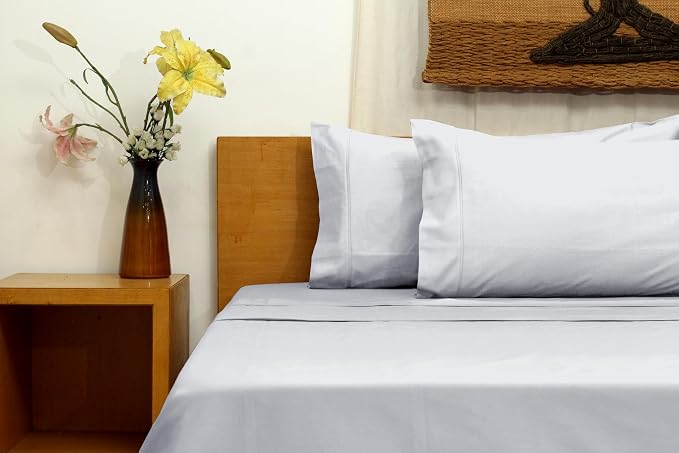 Organic Cotton Long Staple Silky Soft Single Pick Sateen Bed Sheet Set - Luxurious & Premium Hotel Quality - GOTS Certified - Solid Dyed (Grey Dawn, King (U.S. Standard))