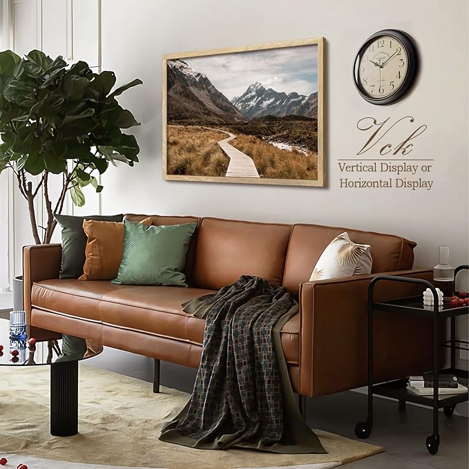 VCK 27x40 Poster Frame Natural Solid Wood 3 Pack, Exclusive Wood Grain Wall Hanging Picture Frame for Home Decoration